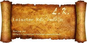 Leiszter Kálmán névjegykártya